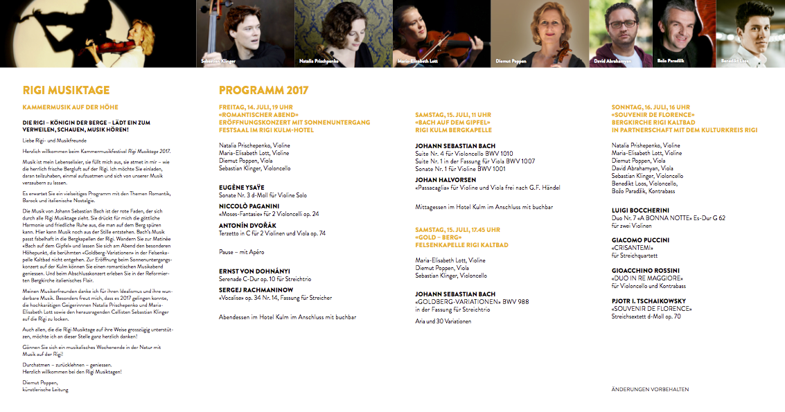 Rigi Musiktage 2017 Flyer Inside